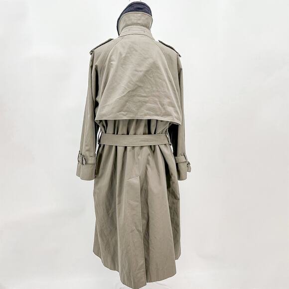 Burberry Trench Long Coat Kensington Coat Brown Green Belt Jacket Wool 14 P - Picture 2 of 15